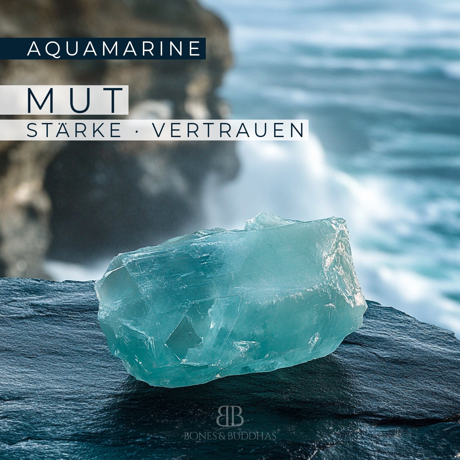Aquamarine und Hämatit matt Armband 4mm-Armband-Set (März Geburtsstein) - BONES & BUDDHAS