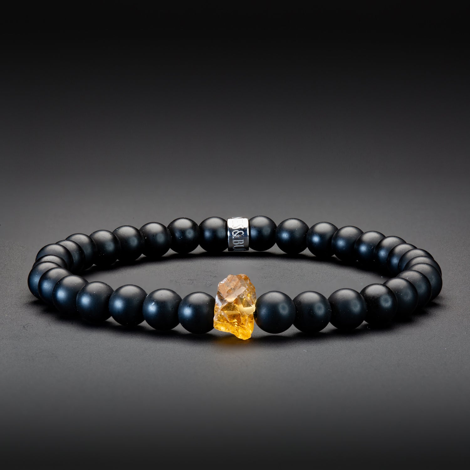 Citrin und Black Onyx matt Armband 6mm- November Birthstone - BONES & BUDDHAS