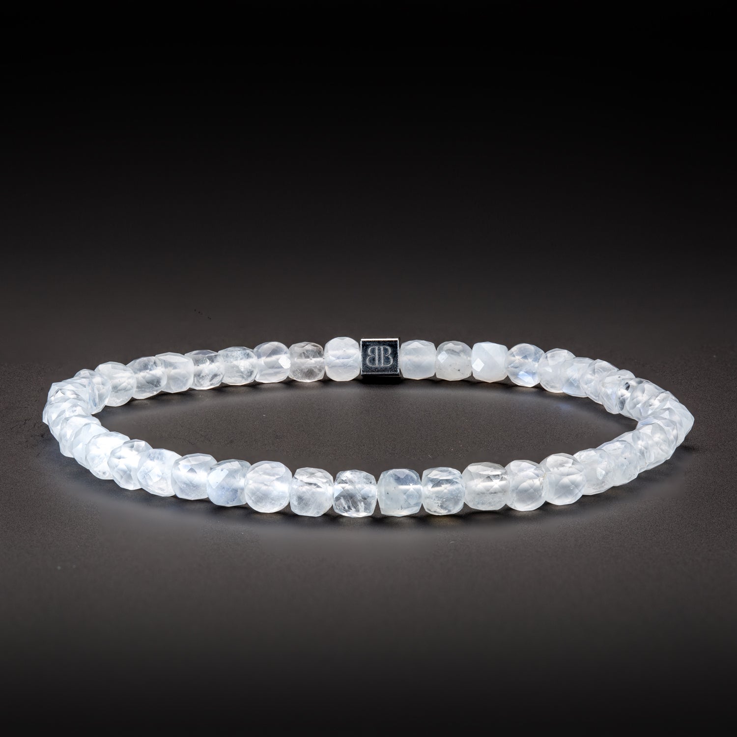 Moonstone Cube Armband facettiert 4 mm- Juni Geburtsstein - BONES & BUDDHAS