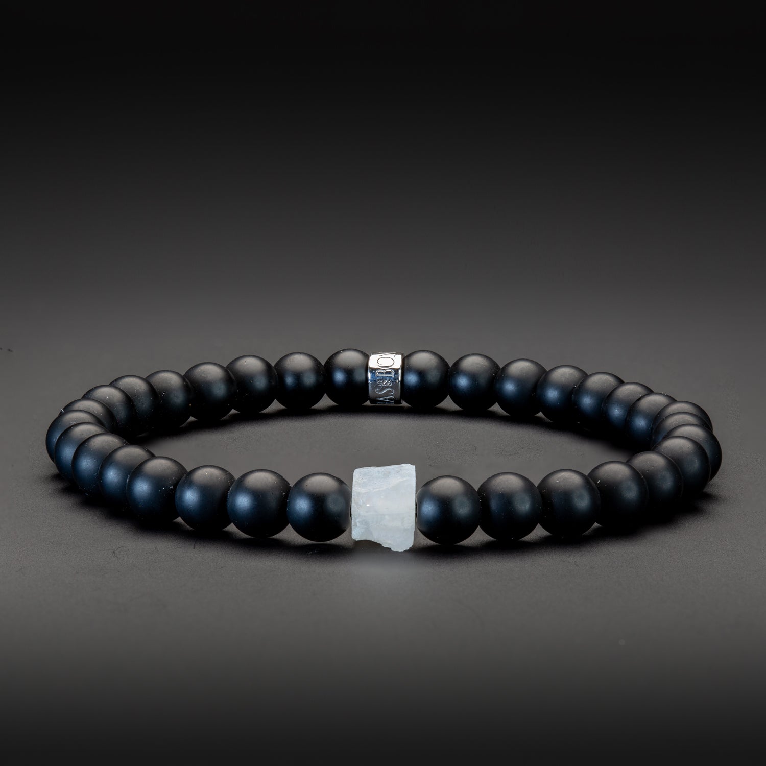 Moonstone und Black Onyx matt Armband 6mm- Juni Birthstone - BONES & BUDDHAS