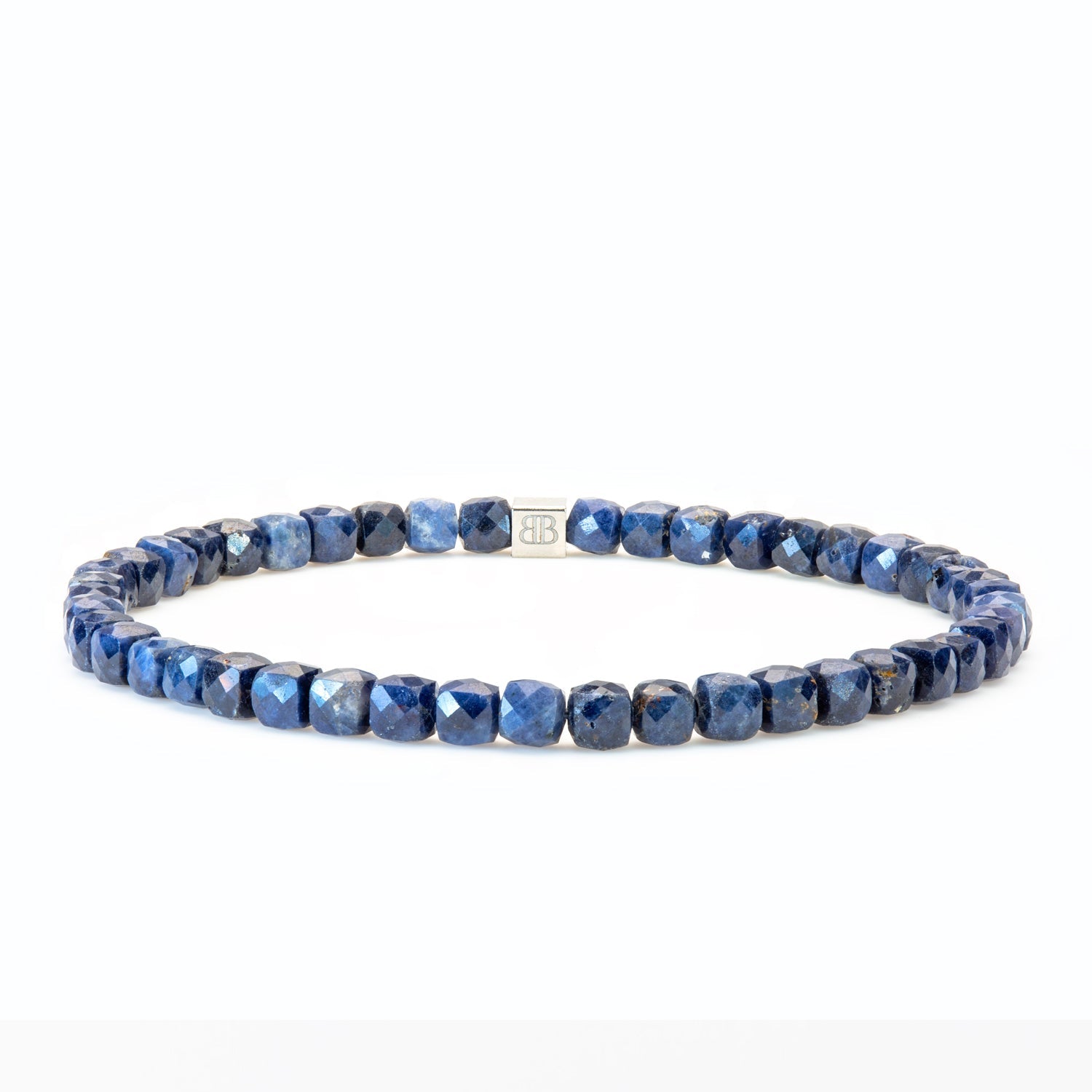 Saphir Cube Armband facettiert 4 mm- September Geburtsstein - BONES & BUDDHAS