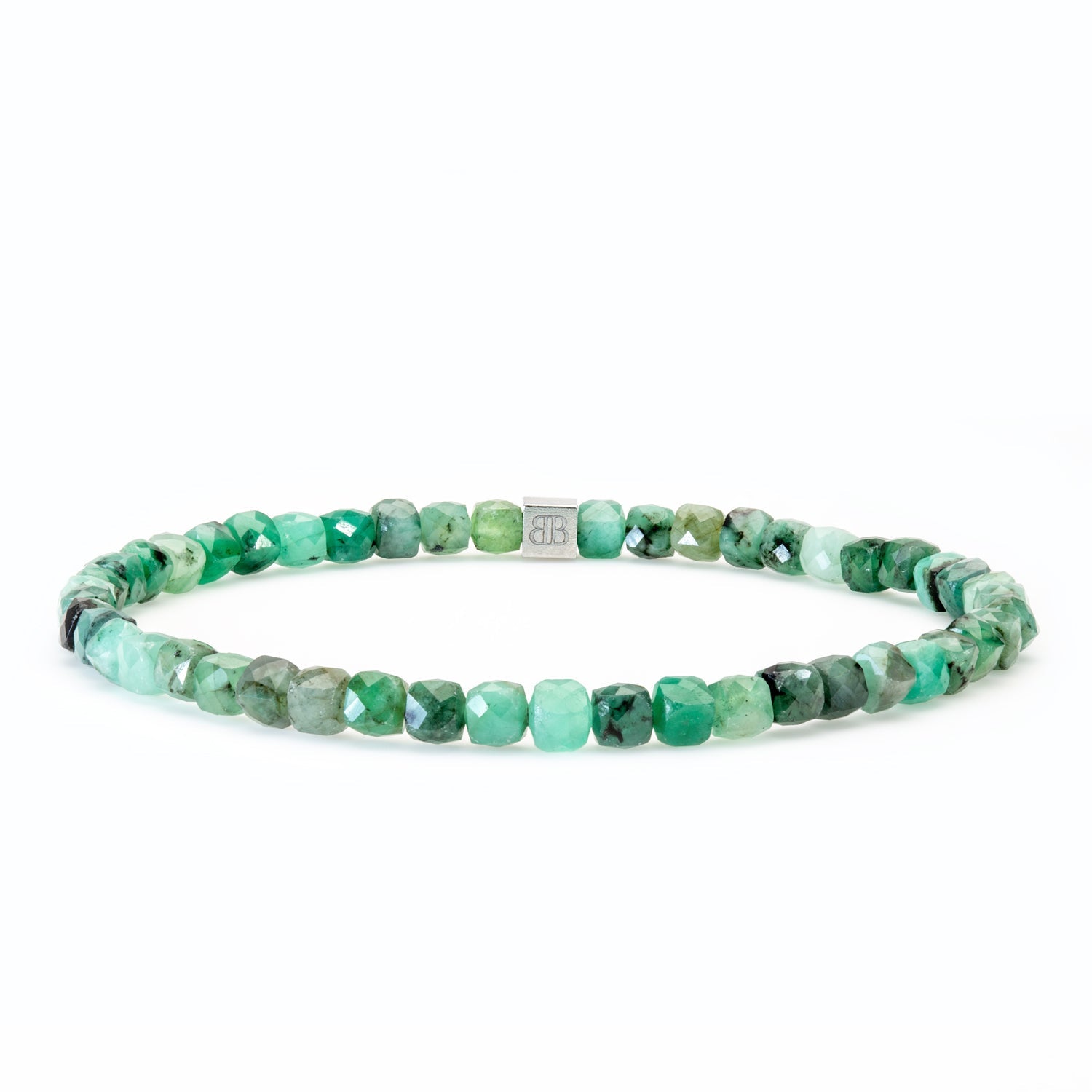 Smaragd Cube Armband facettiert 4 mm- Mai Geburtsstein - BONES & BUDDHAS