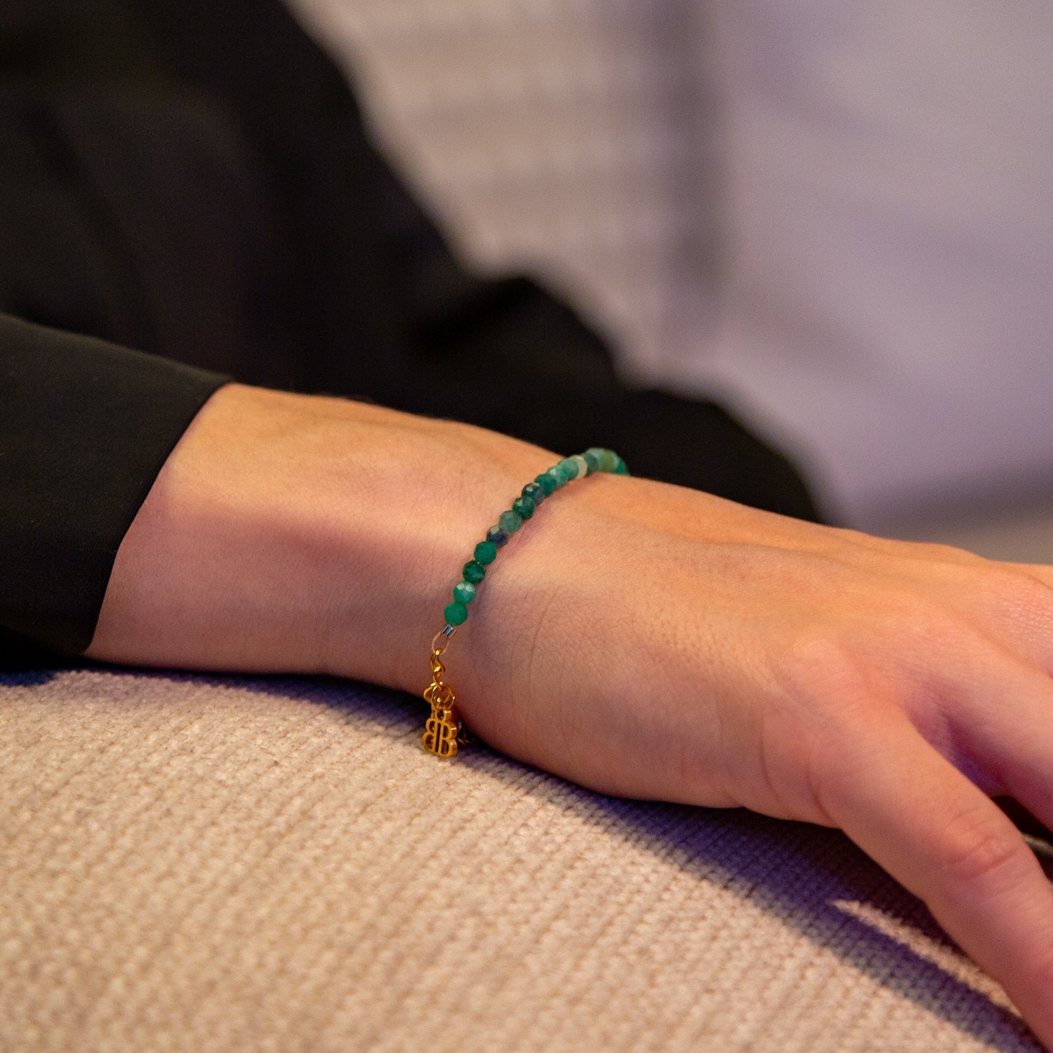 Smaragd Armband facettiert 3mm- Mai Birthstone - BONES & BUDDHAS