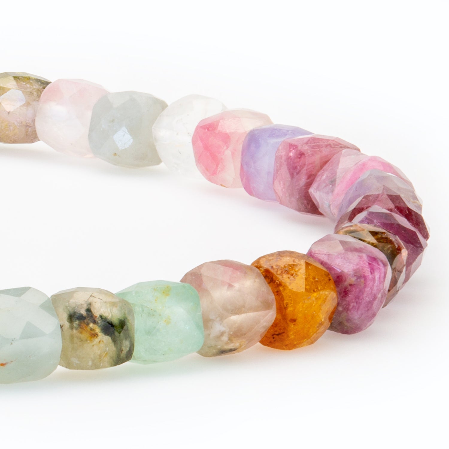 Pink Green Turmalin Cube Armband facettiert 4 mm- Oktober Geburtstein - BONES & BUDDHAS