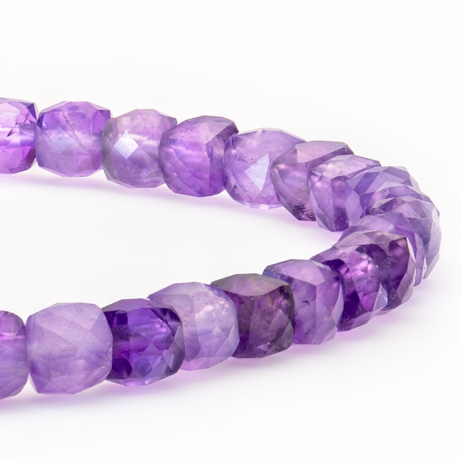 Amethyst Cube Armband facettiert 4 mm- Februar Geburtsstein - BONES & BUDDHAS