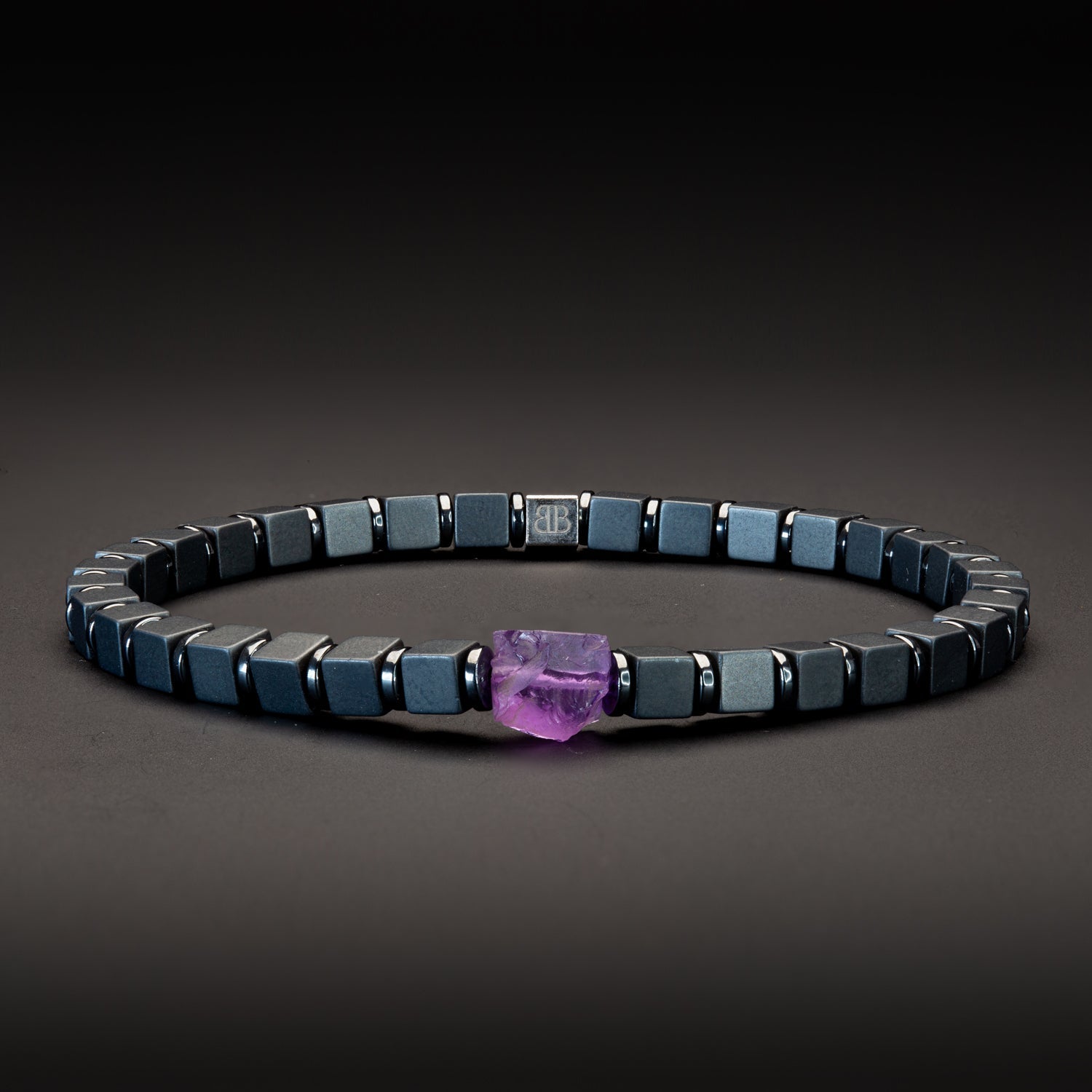 Amethyst und Hämatit matt Armband 4mm-Armband-Set (Februar Geburtsstein) - BONES & BUDDHAS