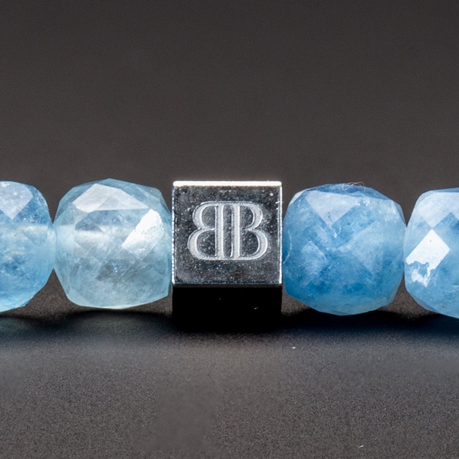 Aquamarine und Hämatit matt Armband 4mm-Armband-Set (März Geburtsstein) - BONES & BUDDHAS