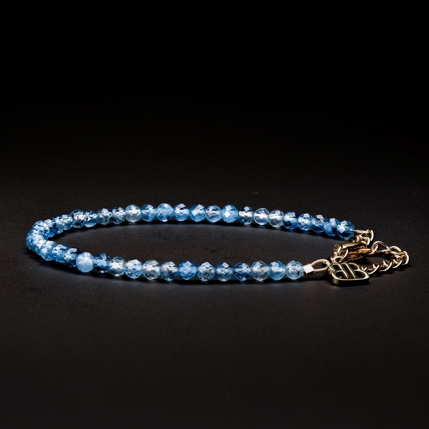 Aquamarine Armband facettiert 3mm- März Birthstone - BONES & BUDDHAS
