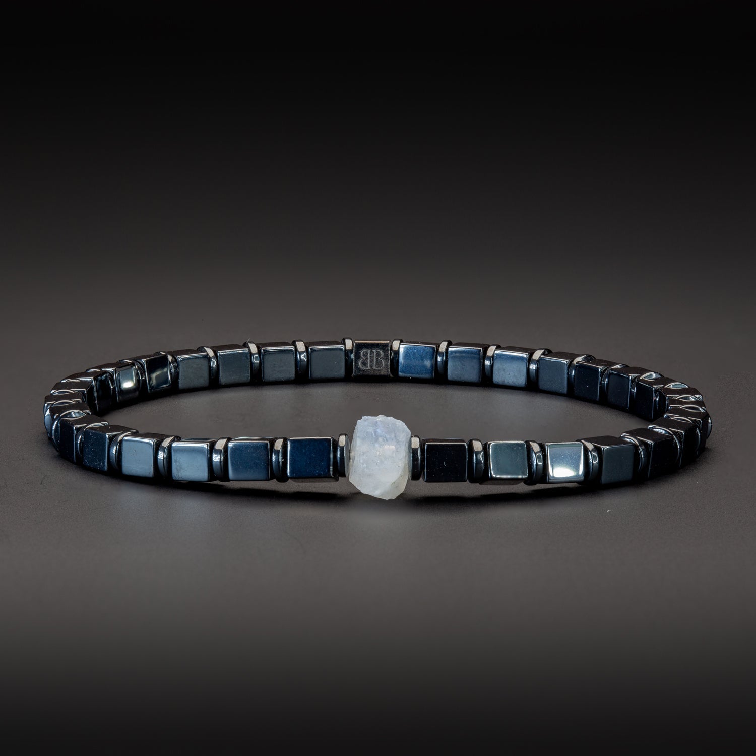 Moonstone und Hämatit glossy Armband 4mm- Juni Birthstone - BONES & BUDDHAS