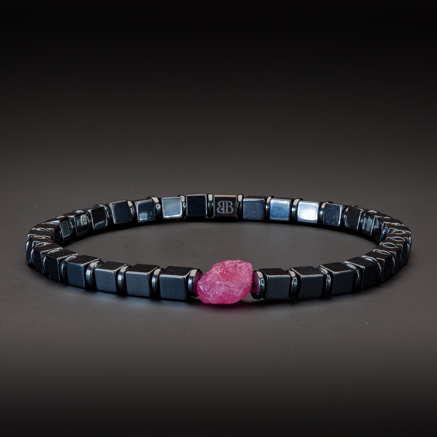 Rubin und Hämatit glossy Armband 4mm- Juli Birthstone - BONES & BUDDHAS