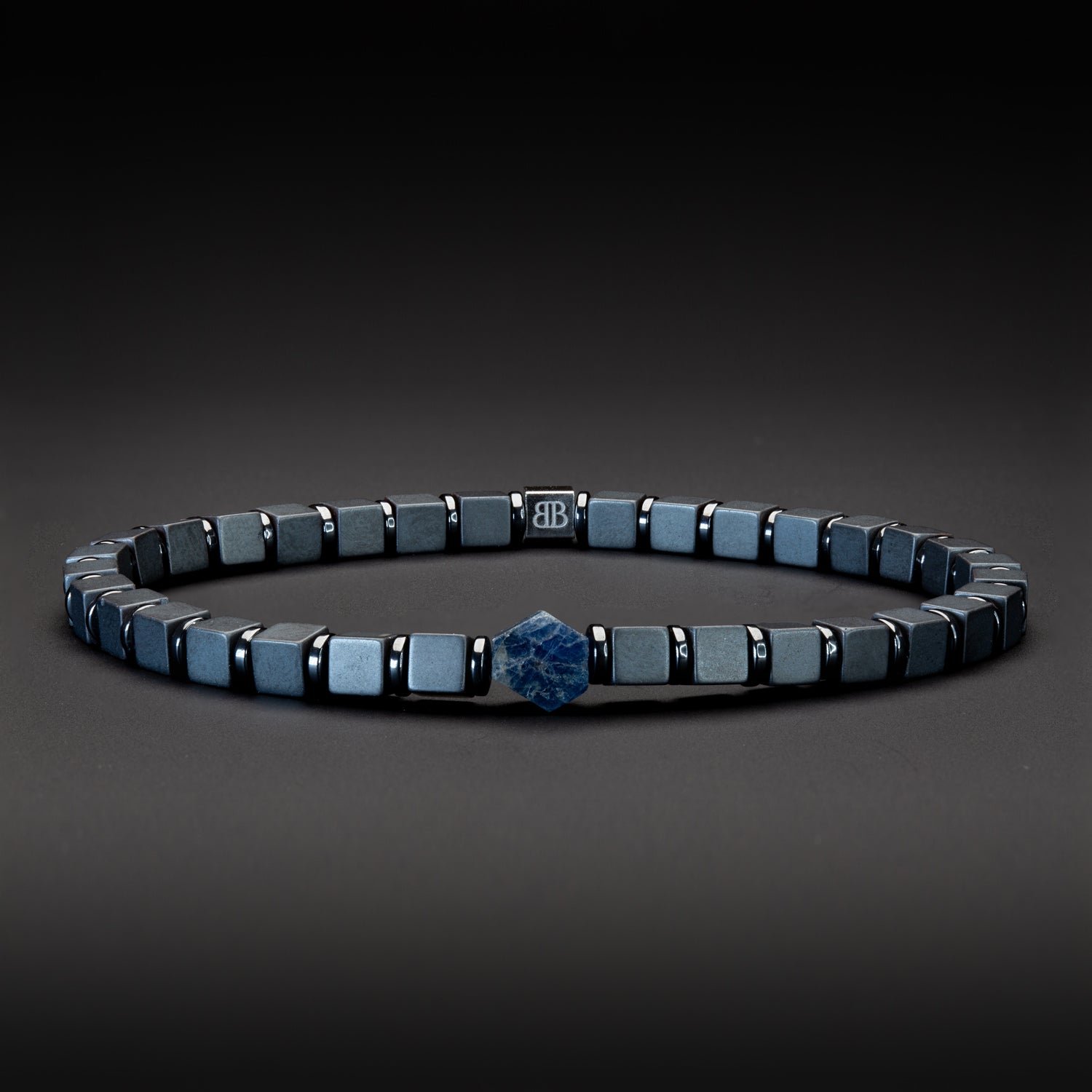 Saphir und Hämatit matt Armband 4mm-Armband-Set (September Geburtsstein) - BONES & BUDDHAS