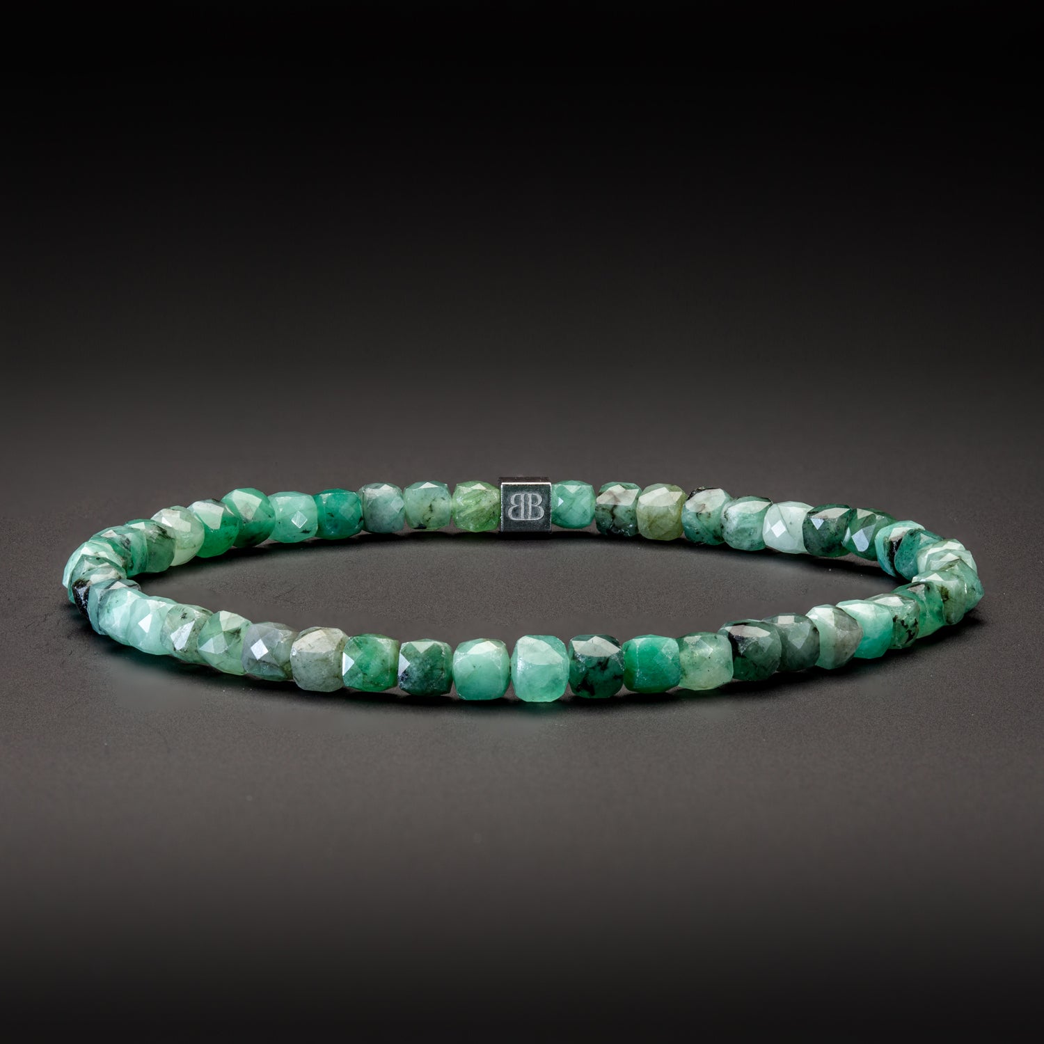 Smaragd und Hämatit matt Armband 4mm-Armband-Set (Mai Geburtsstein) - BONES & BUDDHAS