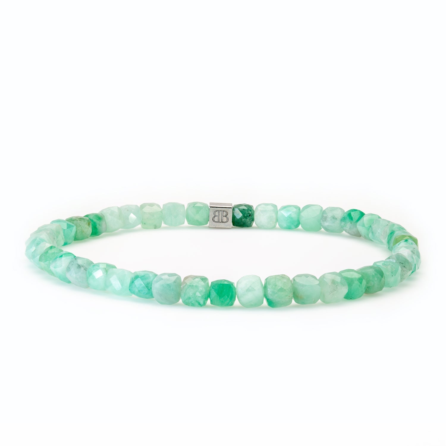 Kolumbianischer Smaragd Cube Armband facettiert 4 mm- Mai Geburtsstein - BONES & BUDDHAS